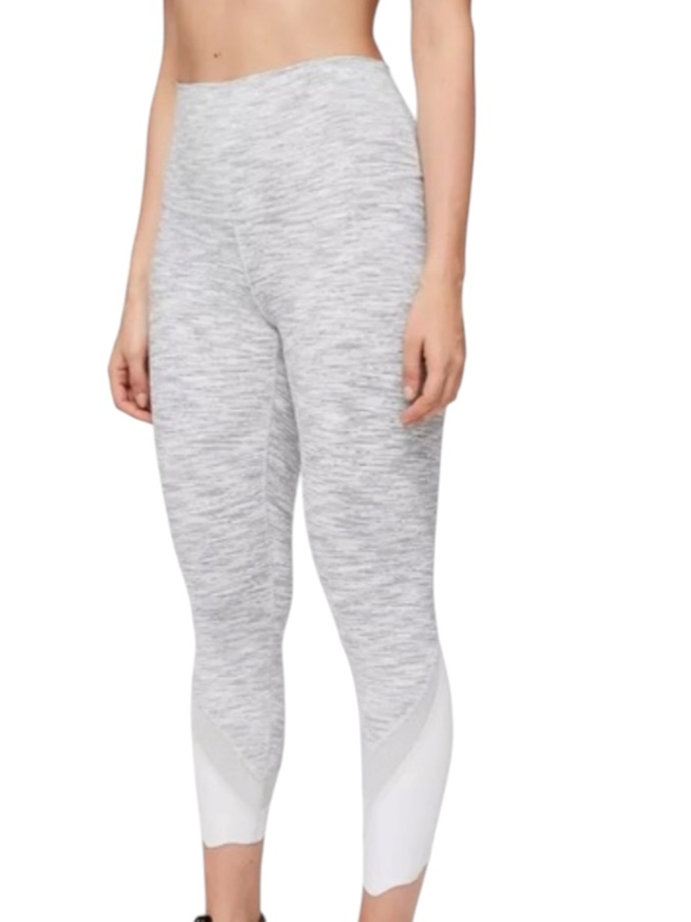 lululemon Wunder Under Heathered Light Gray & White Leggings